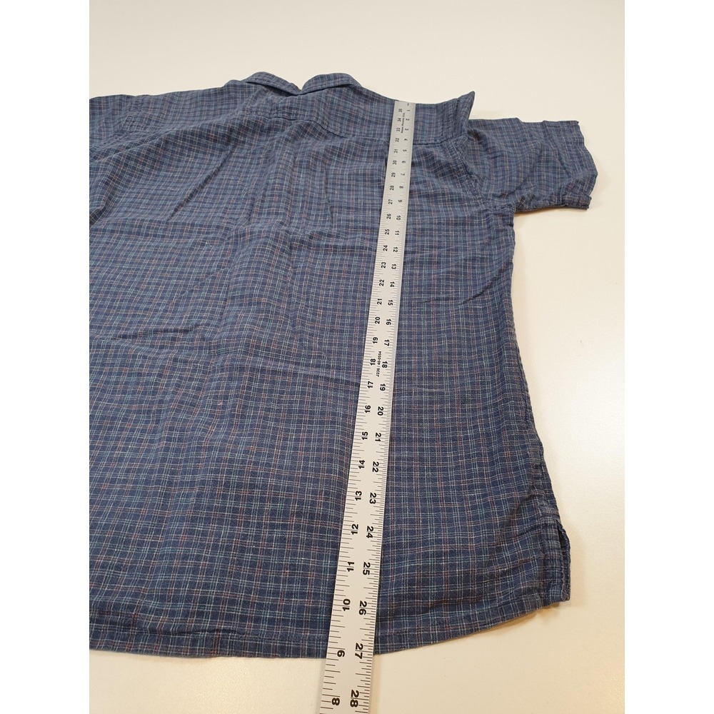 Patagonia Back Step Shirt Men's M Blue Plaid Short Sleeve Button Hemp Cotton - Picture 9 of 11